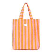 Afbeelding in Gallery-weergave laden, Strandtas/totebag badstof - roze/oranje strepen