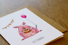 Afbeelding in Gallery-weergave laden, Wenskaart Feestvarken - Juulz Illustrations - A6 met envelop