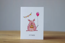 Afbeelding in Gallery-weergave laden, Wenskaart Feestvarken - Juulz Illustrations - A6 met envelop