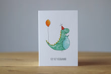 Afbeelding in Gallery-weergave laden, Wenskaart Dino - Juulz Illustrations - A6 met envelop