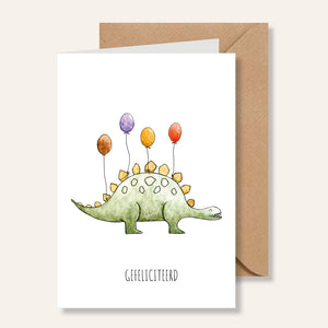 Wenskaart Stegosaurus - Juulz Illustrations - A6 met envelop