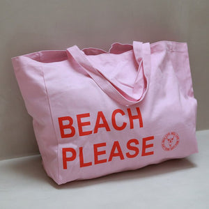 Strandtas katoen - Beach Please - Roze - Love Ibiza