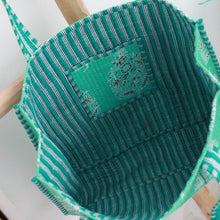 Afbeelding in Gallery-weergave laden, Strandtas katoen - Blockprint Turkoise  - Love Ibiza
