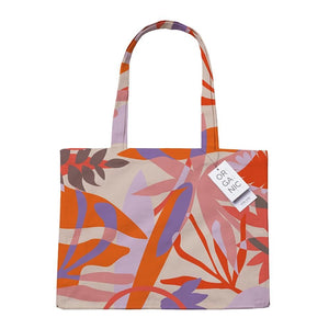 Shopper bio katoen grafisch print lila/oranje