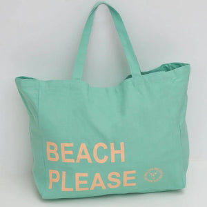 Strandtas katoen - Beach Please - Mint - Love Ibiza