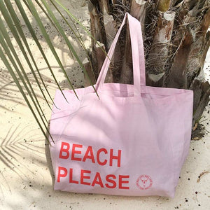 Strandtas katoen - Beach Please - Roze - Love Ibiza