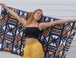 Strandhanddoek van 20 gerecylede plastic flessen - Motief: Wax  - SooBluu