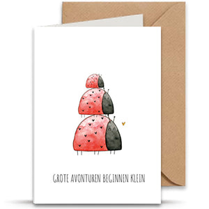 Wenskaart geboorte Lieveheersbeestje - Juulz Illustrations - A6 met envelop