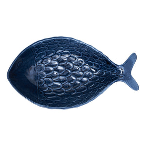 Fruitschaal blauwe vis met relief large - Batela