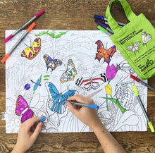 Afbeelding in Gallery-weergave laden, Placemat uitwasbaar met kleurstiften &amp; tasje - Vlinders - EATSLEEPDOODLE
