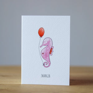 Wenskaart Zeepaardje Zwanger - Juulz Illustrations - A6 met envelop