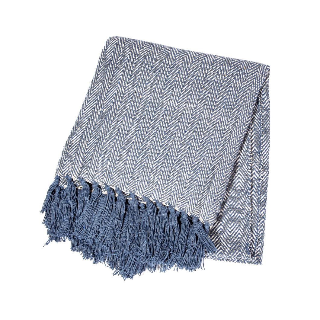 Plaid - Zeeblauw met visgraat - Sass & Belle