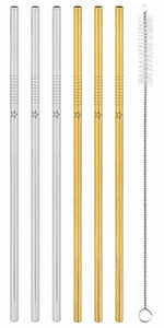 Set van 8 RVS rietjes - Goud & Zilver - Moses