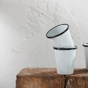 Emaille mok black spatter - set van 2