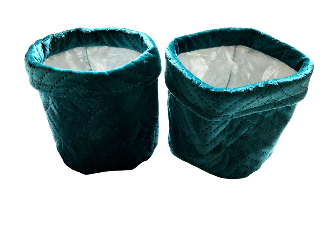 Bloempotjes fluweel stof turkooise