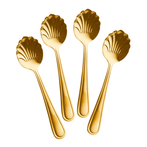 Theelepel schelp - goud rvs - set van 4 - Rice